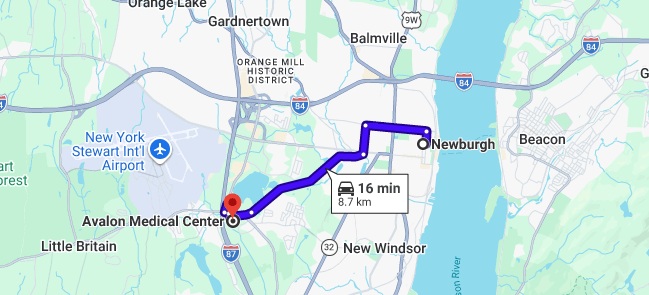 Driving directions from Newburgh